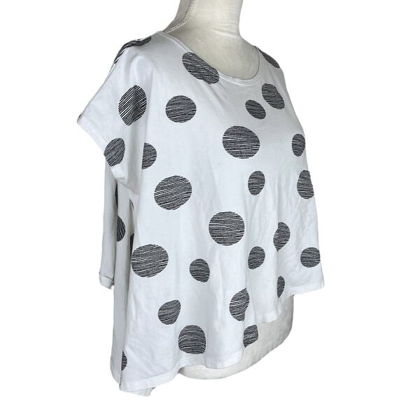 M x Matthildur Ashley Swing Top Black Dot Asymmetrical Hem Short Sleeve Size XS - Picture 2 of 6